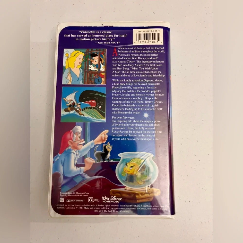 Disney’s Masterpiece Pinocchio 239 VHS Movie